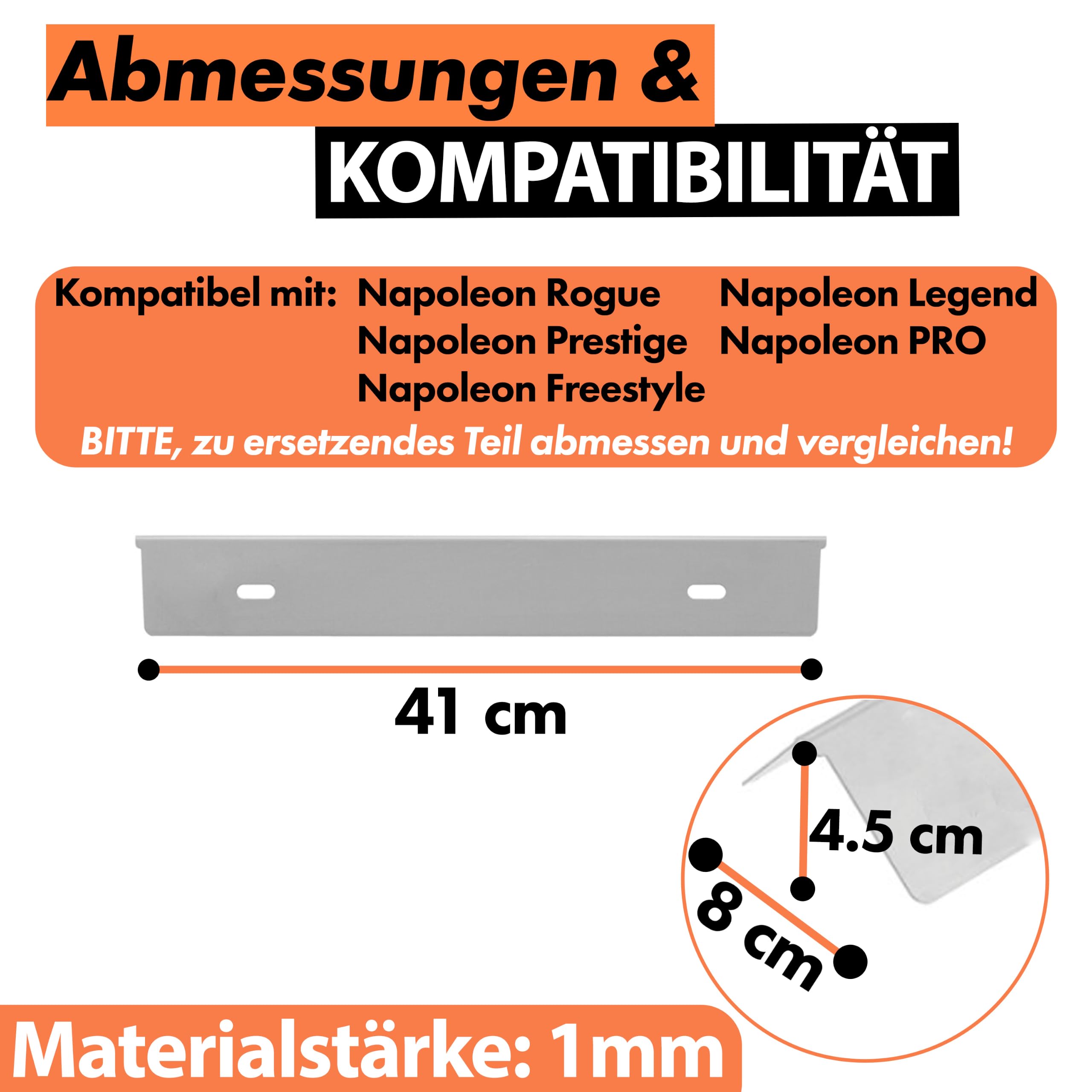 Napoleon Flammenverteiler Ersatzteil (5er Set) - Edelstahl Aromaschiene für Rogue, Prestige, Freestyle, Legend & Pro Herstellerqualität - N305-0082 / GS042