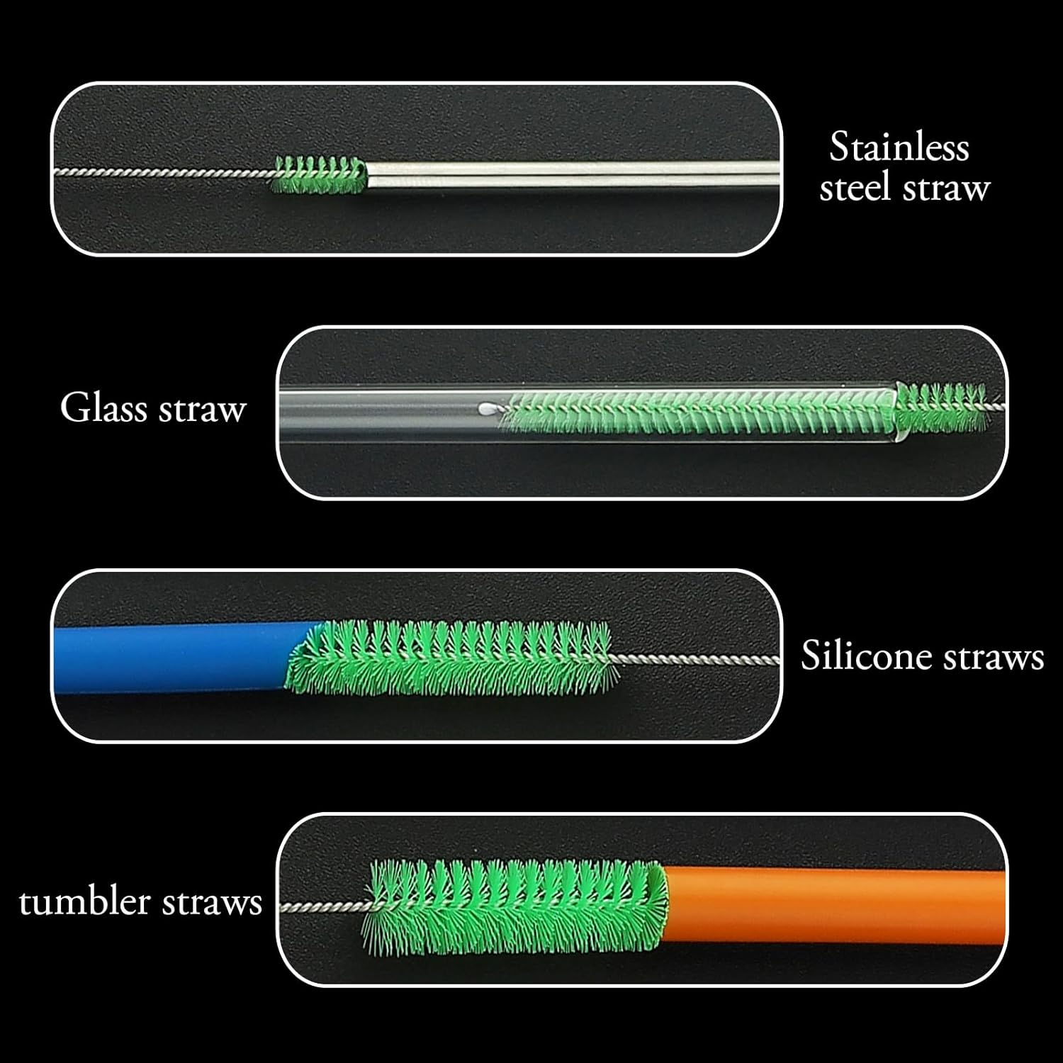 Long Straw Cleaning Brushes 10.5" Nylon Pipe Tube Cleaner Brush Set,10 Different Diameter Bottle Brush,Detachable Clip Home Bottle Cleaning Brushes for Sippy Cup,Water Bottle,Teapot,Espresso Machines