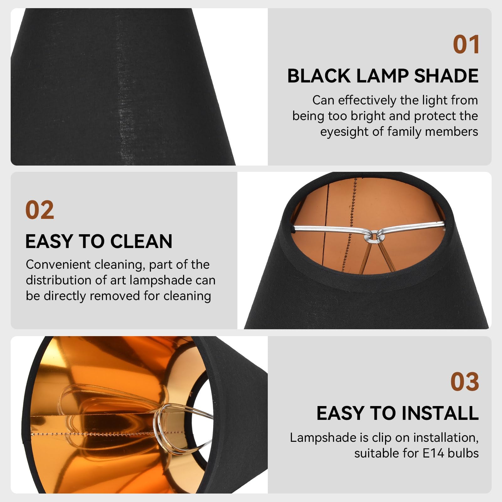 Juego de 6 pantallas de lámparas, pantallas de lámparas para lámparas de pie Cubierta de pantalla de tela de barril Clip en pantalla para dormitorio comedor