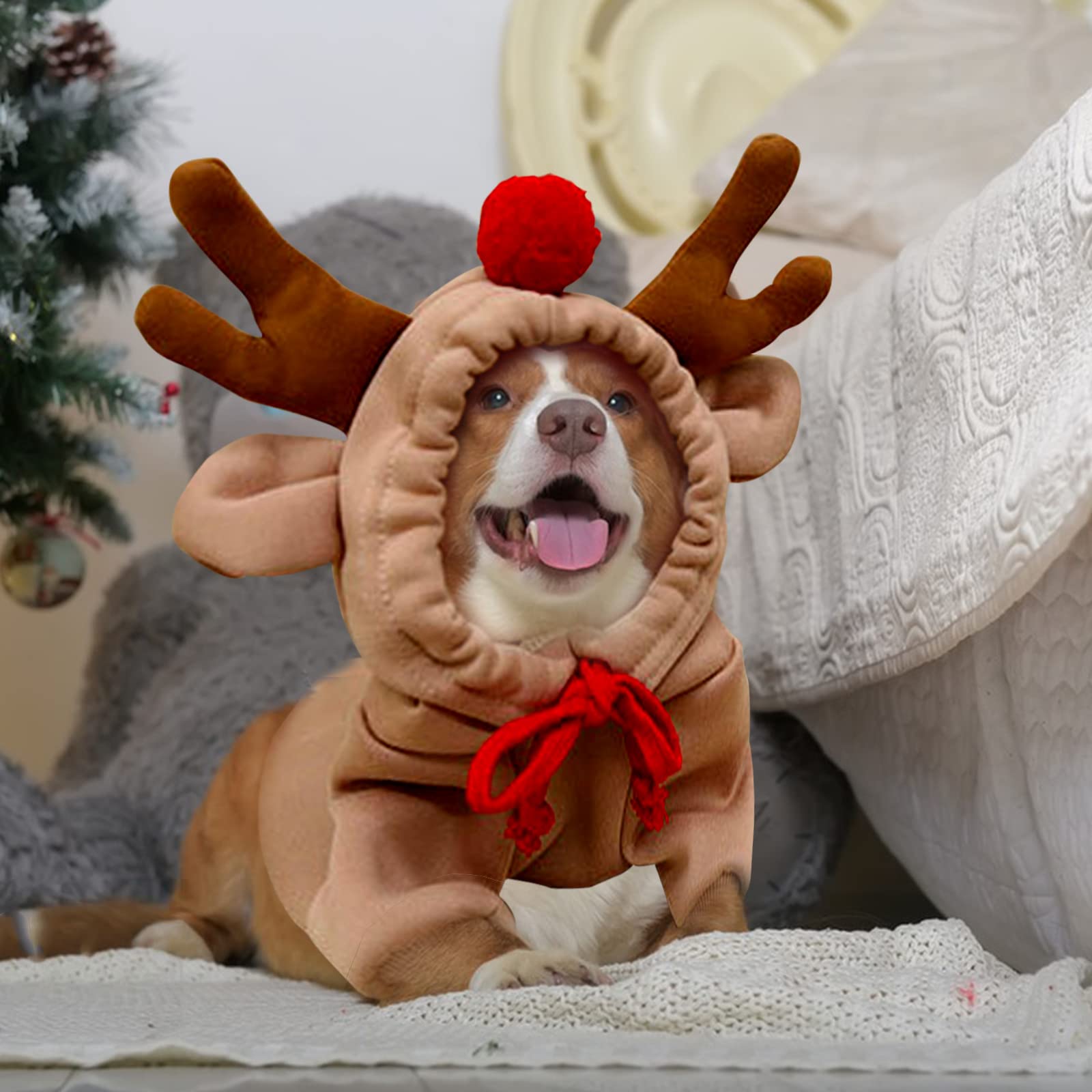 Cappotto Natalizio Per Cani E Gatti - Felpa Con Cappuccio Pupazzo Di Neve, Taglia L, Per Autunno E Inverno - Foto 12