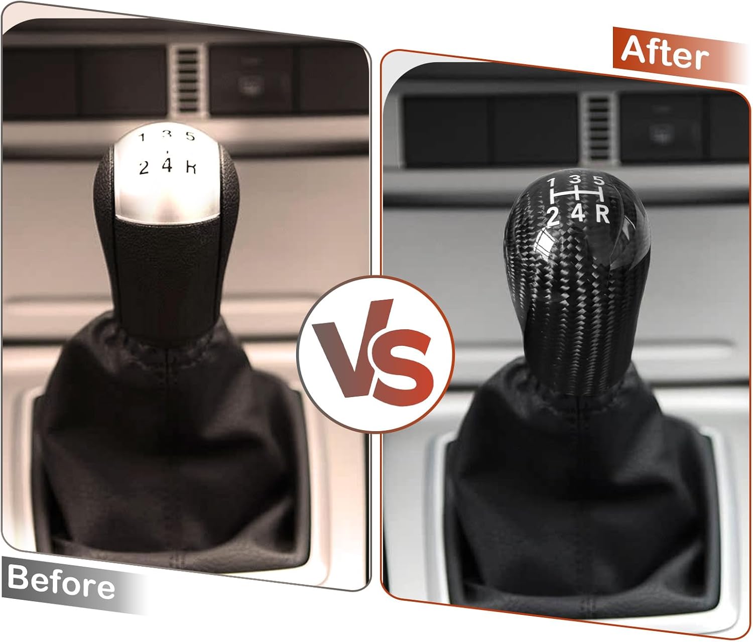 Carbon Fiber Gear Shift Knob Cover Compatible with Ford Escape Kuga Focus Fiesta mk7 2008-2013, 5 Speed Manual Transmission Shifter Lever Knob Head Replacement Parts Black