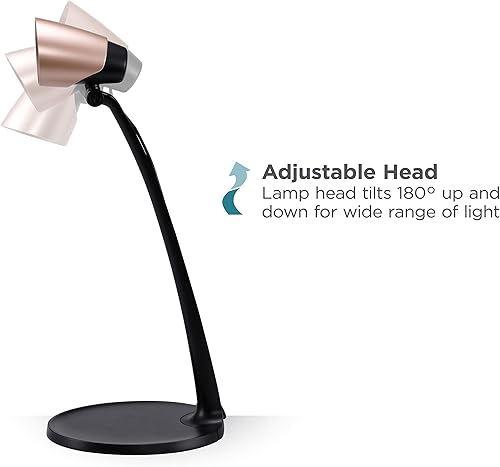 Miniatura 4 de BLACK+DECKER Lámpara de escritorio LED moderna, 3.5W, oro rosa (VLED1814-BD)