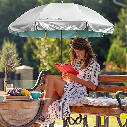 Miniatura 9 de Prospo Sombrilla para silla de playa con abrazadera ajustable universal, protección UV, sombrilla para exteriores, cochecitos, sillas de ruedas,