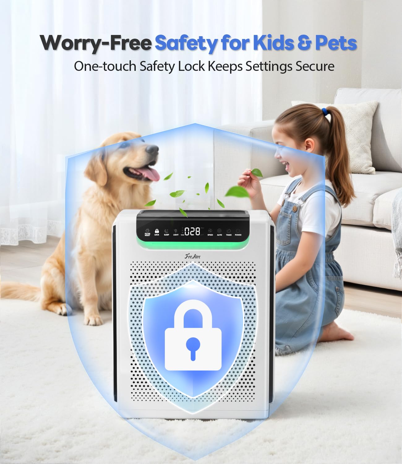 Air Purifiers for Home Large Room, Cover Up to 2600 Ft² with Washable Filters, Powerful Turbo Mode, PM2.5 Air Quality Display, 22dB Sleep Mode, Air Cleaner for Pets Hair, Smoke, Odors, HAP607, White — view 8