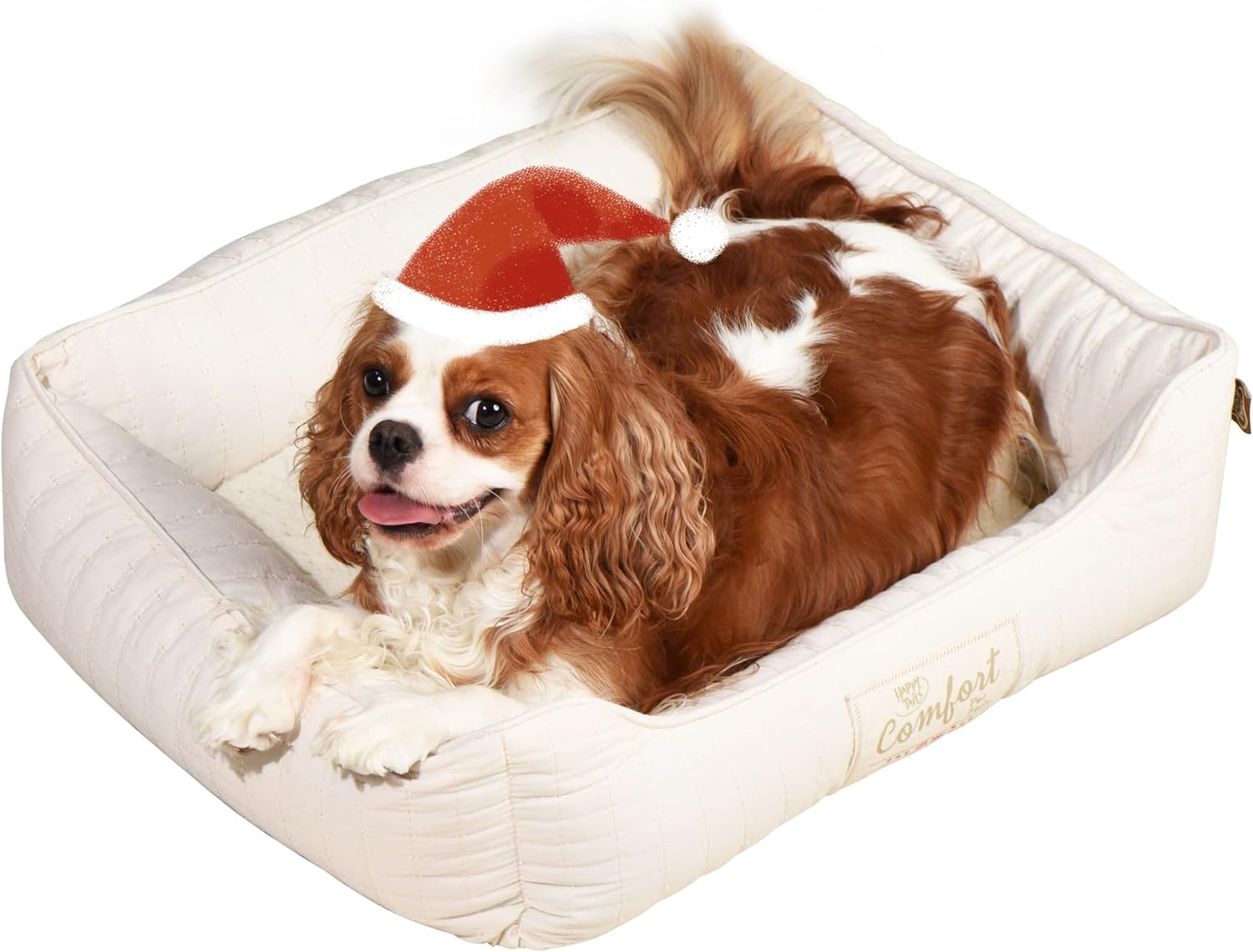 FluffyDream Small Dog Bed, Super Soft Pet Bed Furniture, Suitable for Dogs Up to 30lbs, 24'' x 20'', Beige