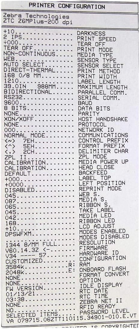Zebra printer default password