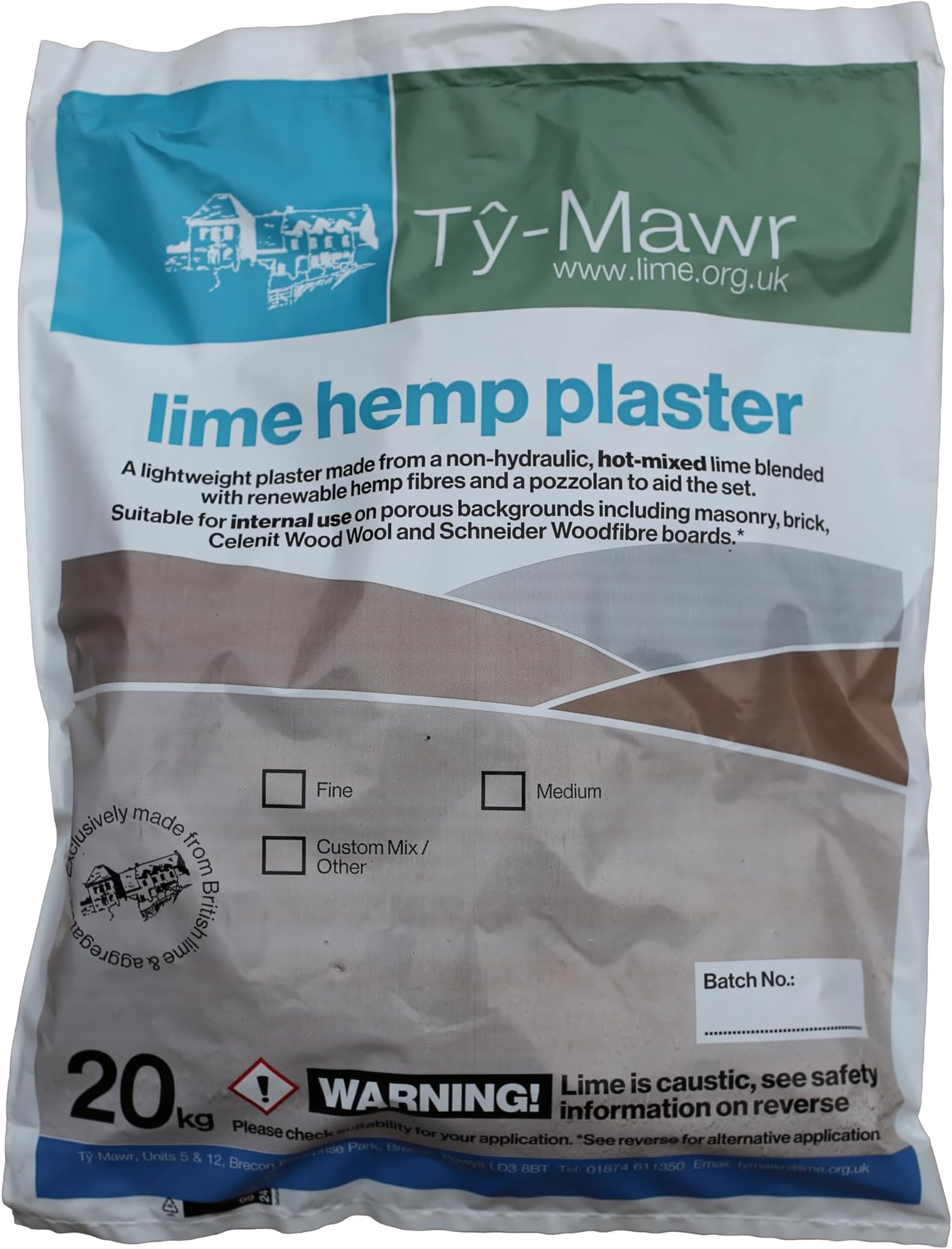 Lime Hemp Plaster - Fine (20kg Small Bag)