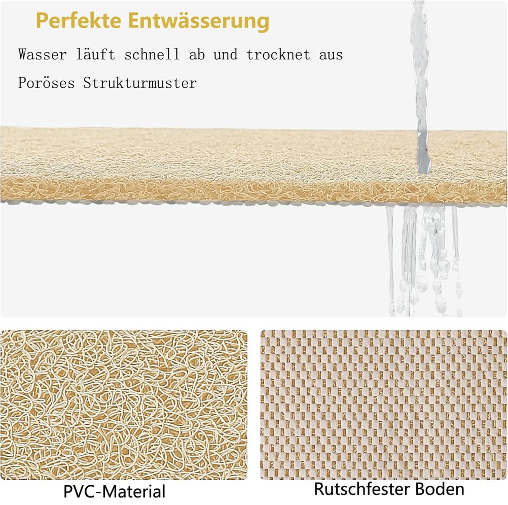 Tappeto Antiscivolo Vasca 50X120 cm Tappeto Bagno confortevole PVC con scarico asciugatura rapida Senza Ventose per Area Umida