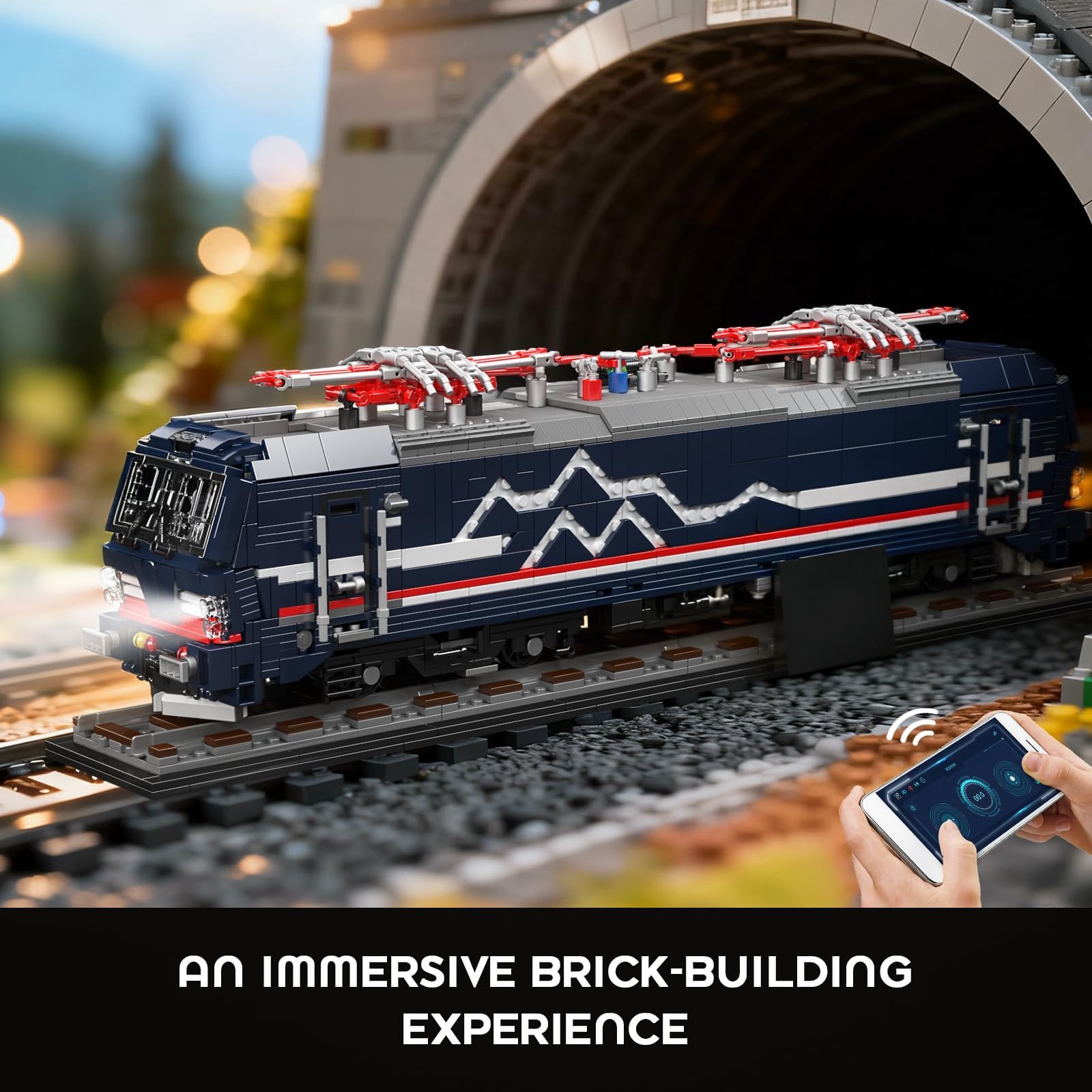Mould King 12045 Vectron MS - Set di costruzione di locomotiva elettrica, 3.072 pezzi, modello motorizzato con tracciato di visualizzazione, APP e progetto di assemblaggio meccanico telecomandato per