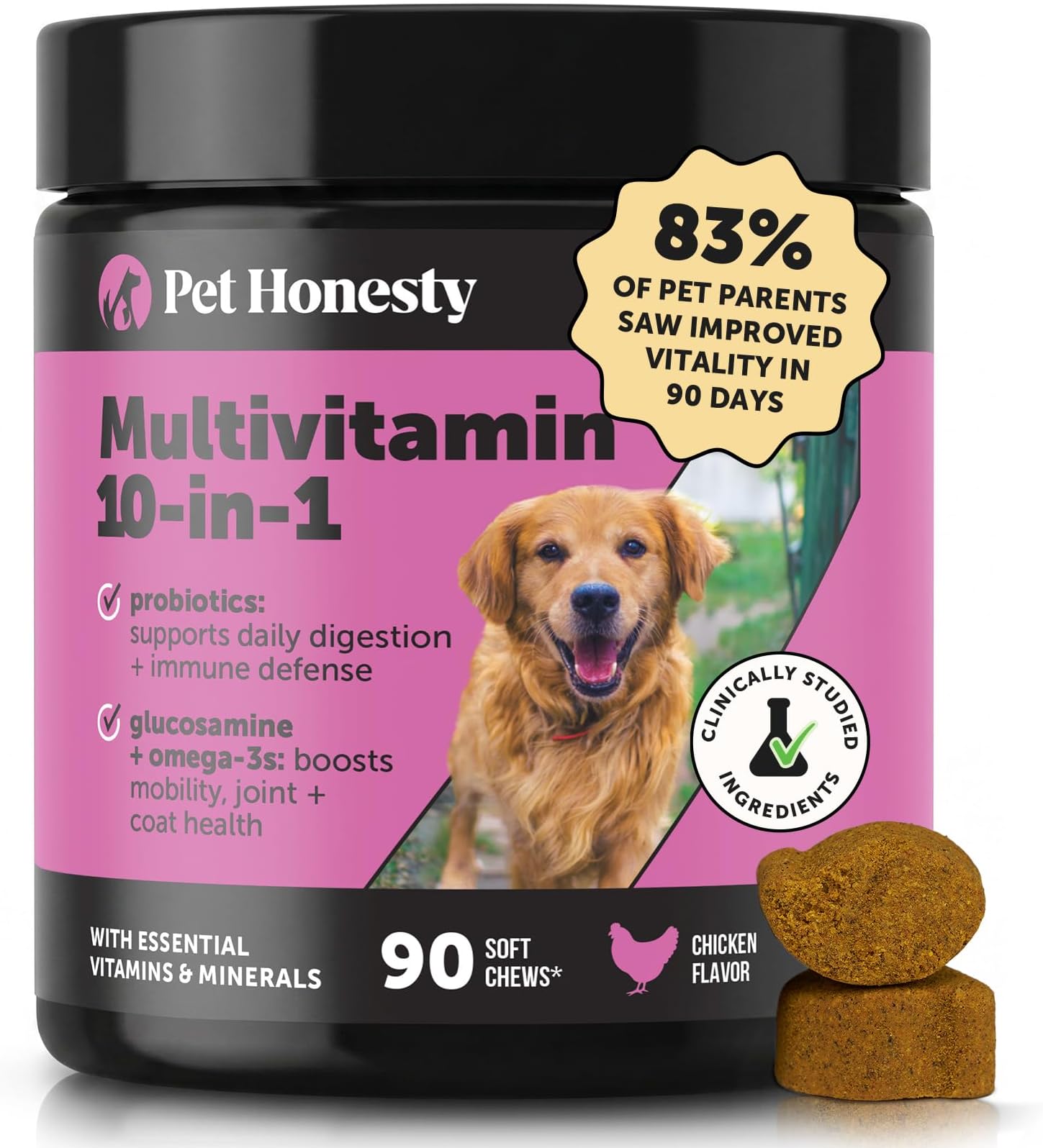 10 for 1 Dog Multivitamin with Glucosamine - Essential Dog Vitamins with Glucosamine Chondroitin, Probiotics and Omega Fish Oil for Dogs Overall Health - Glucosamine for Dogs Joint Supplement Heart