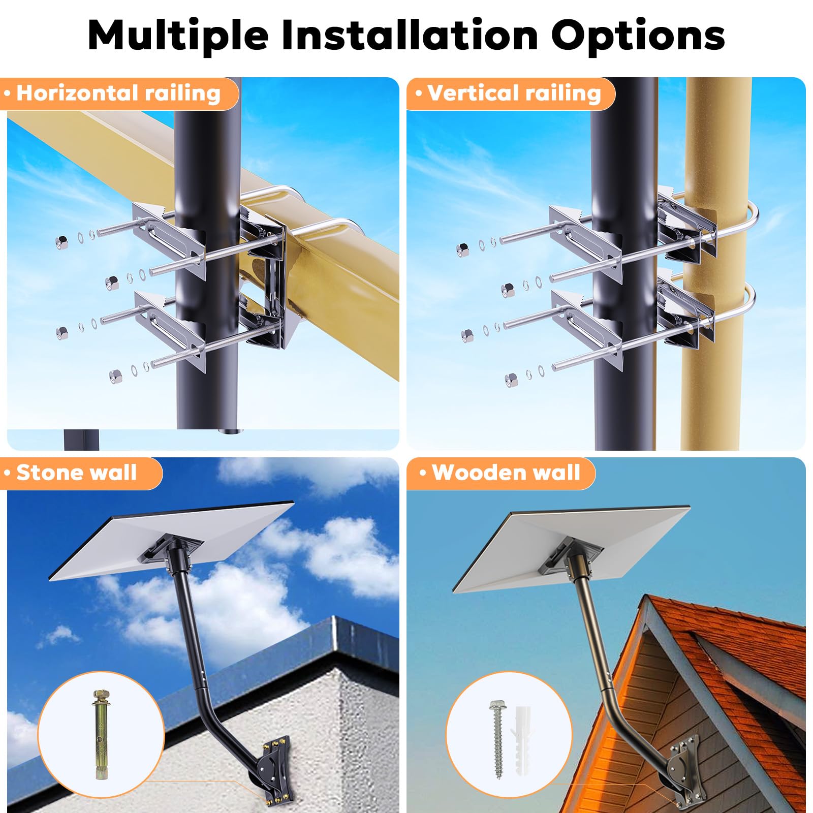 AONESY Starlink Gen 3 Mount, 360° Adjustable Starlink Pole Mount Kit for Wall Roof RV Yacht Guardrails with U Bolts Starlink Gen 3 Pipe Adapter, Mounting Kit for Starlink