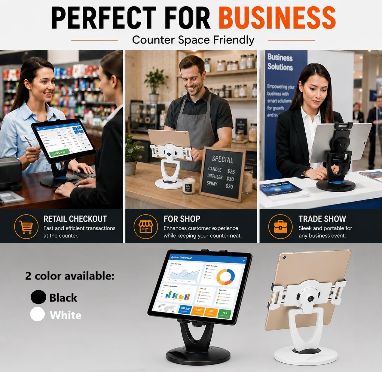 MAX SMART 【Actualización Soporte para Tableta, Soporte para Tableta, Soporte para Lector de Libros electrónicos, Soporte para iPad Pro, Alto, Giratorio de 360 Grados para Cocina, Cama, minorista,