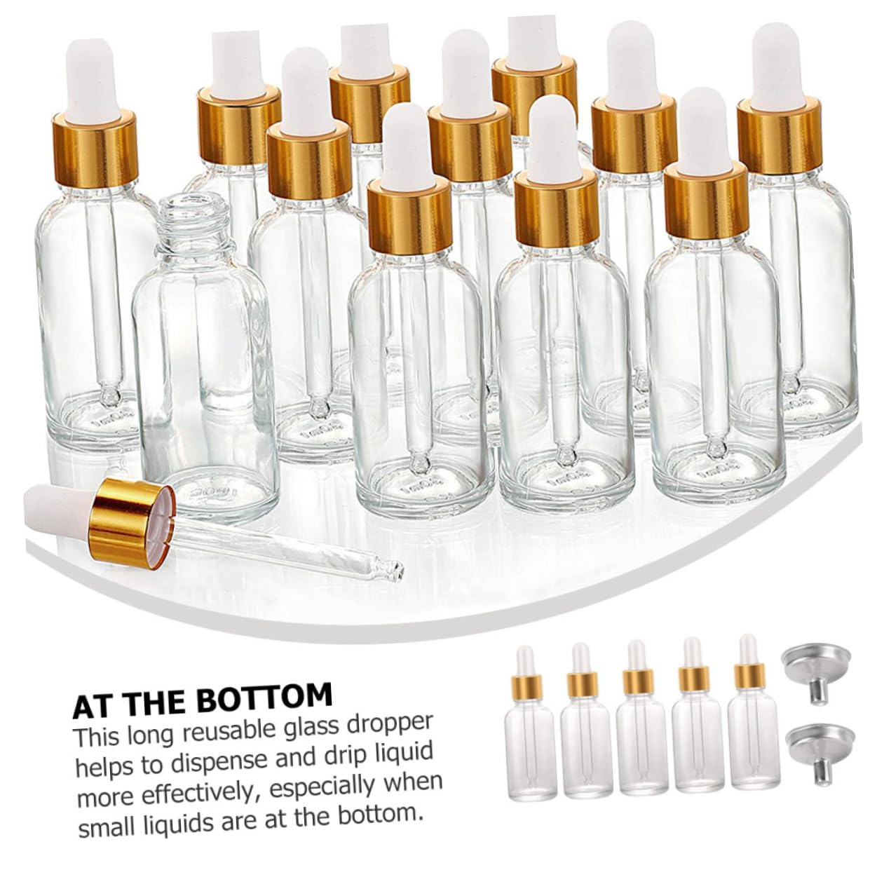 DOITOOL 24piezas Frasco Cuentagotas para Aceites Esenciales De Vidrio Transparente Dispensador Vacío para Mezclar Aceites para Usar El Hogar Salón De Belleza