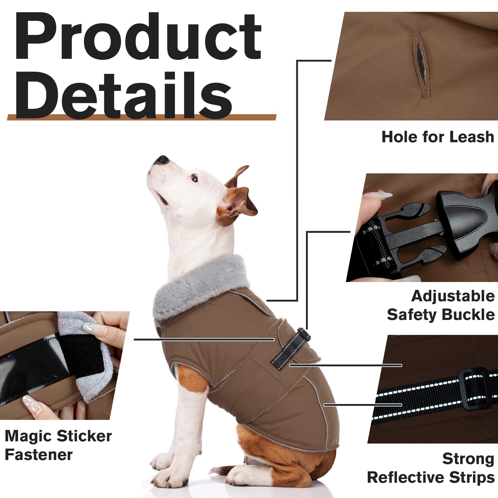 Lelepet Manteaux et vestes chauds pour chiens, manteau d'hiver imperméable pour chien par temps froid, veste matelassée réfléchissante pour chien, manteau pour animal de compagnie avec doublure