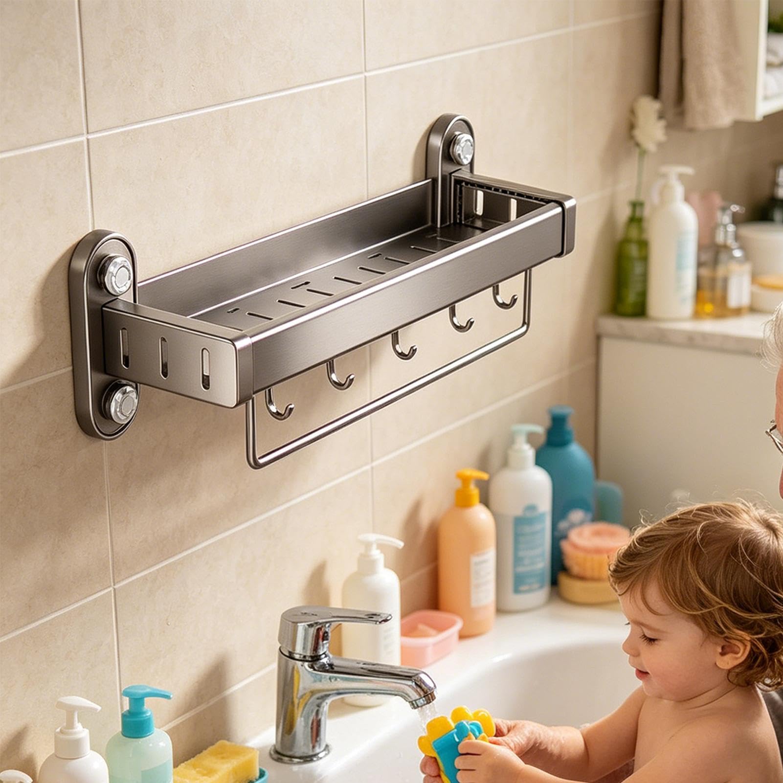 Mensola Doccia A Portaoggetti da Bagno per Articoli da Toilette | Supporto Contenitore per Doccia per Shampoo Balsamo Bagnoschiuma Bagno Casa Appartamento Casa Colonica Dormitorio