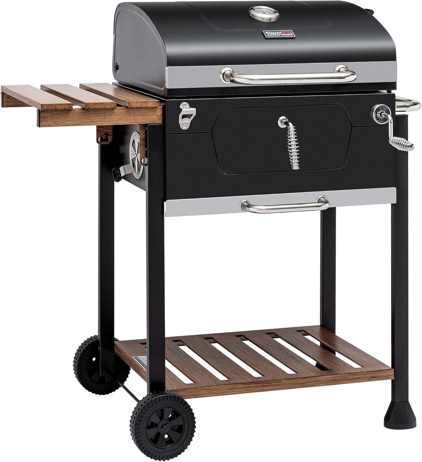 Royal Gourmet CD1824M 24-Inch Charcoal Grill, BBQ Smoker with Handle and Folding Table, Perfect for Outdoor Patio, Garden and Backyard Grilling, Black, Medium