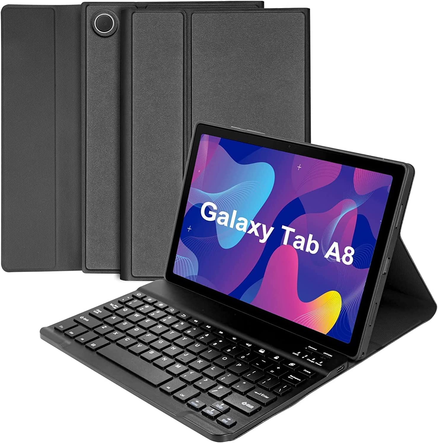 MRB Keyboard Case for Samsung Galaxy Tab A8 10.5 inch - Smart Wireless BT Detachable Waterproof Magnetic Folio Stand Tablet Keyboard Cover,Slim Protective Leather Keyboard Case for Galaxy Tab A8 Black