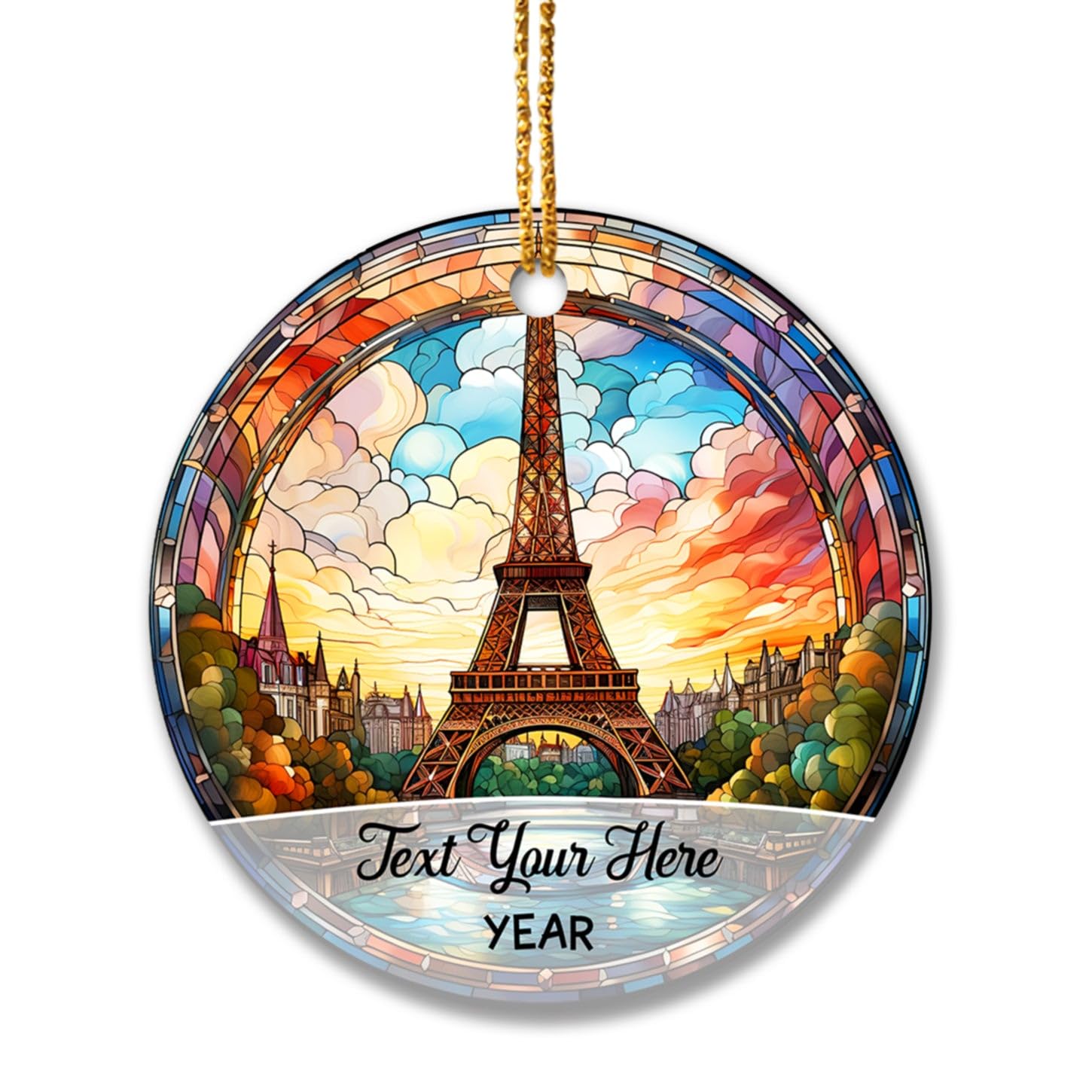 Christmas Tree Ornaments Xmas Tree Hanging Ceramic Christmas Decorations Baubles Paris Eiffel Tower Personalized, France Paris Skyline 2023, Eiffel Tower Buildings 2023, Custom Name Text France
