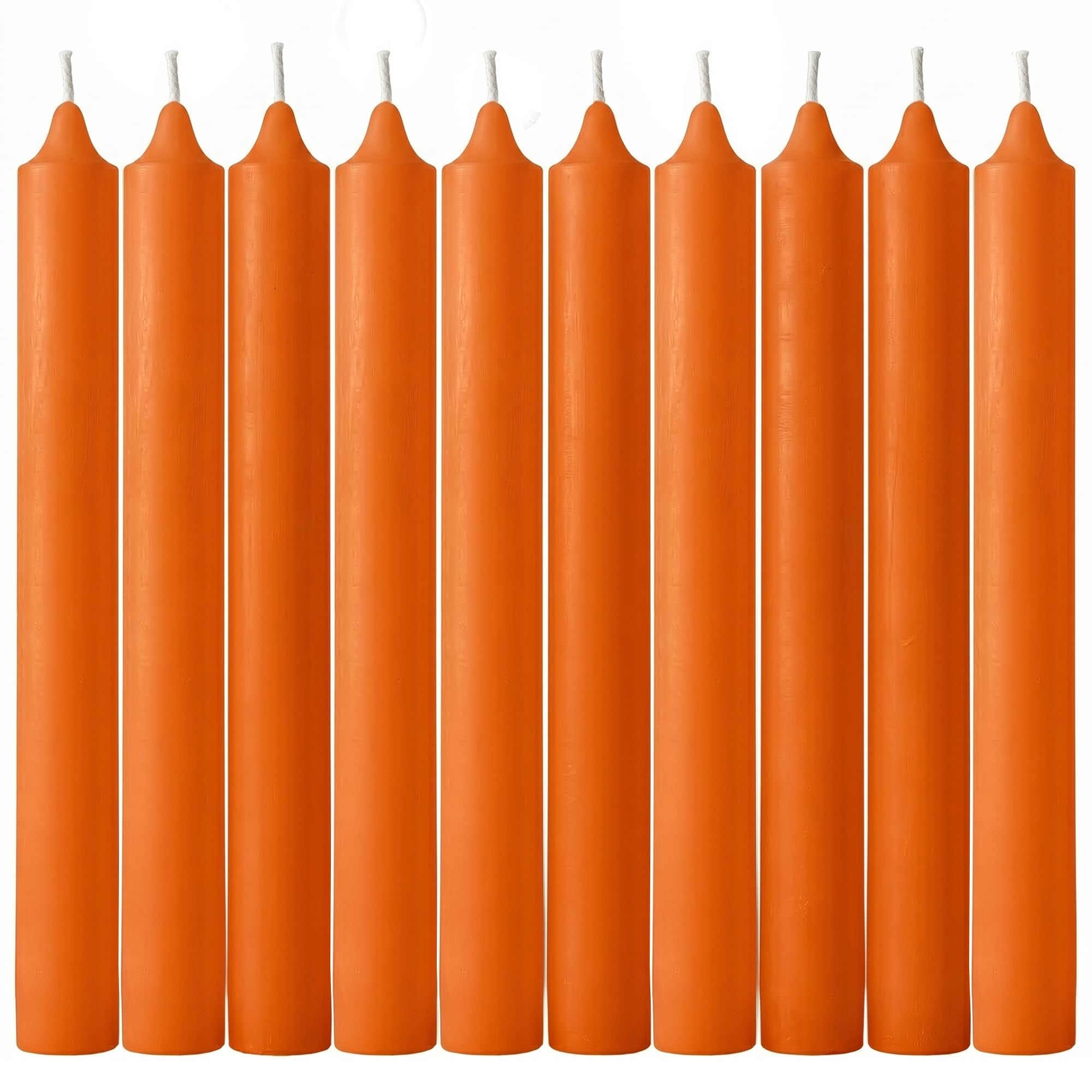 Tezraftaar® 75 x Tapered Dinner Candles Orange Paraffin Wax Unscented Long Burning 190mm Candle for Church Birthday Parties Restaurants Dining