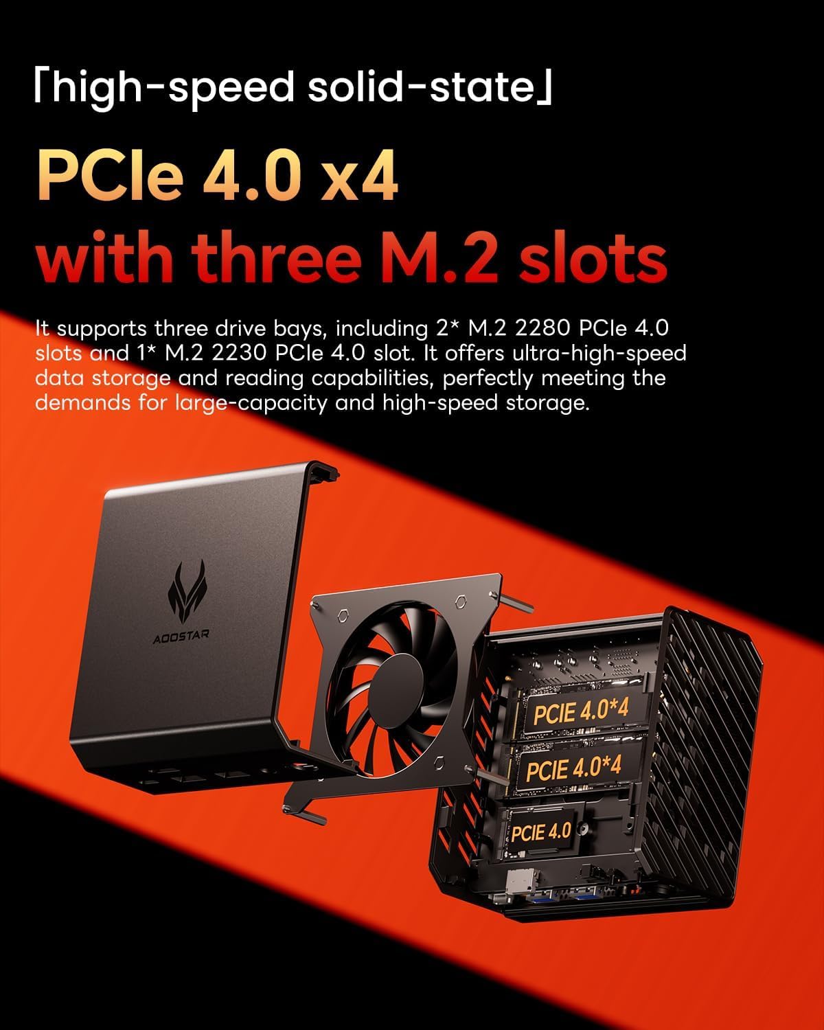 AOOSTAR GT68 Mini PC Ryzen 7 PRO 6850H(bis zu 4,7GHz), Mini Gaming PC 16GB LPDDR5 6400MHz RAM 1TB M.2 SSD(3 Steckplätze), Mini Desktop Computer 4K Triple Display/USB4+OCULINK/WiFi6/2 * 2.5G LAN - 4