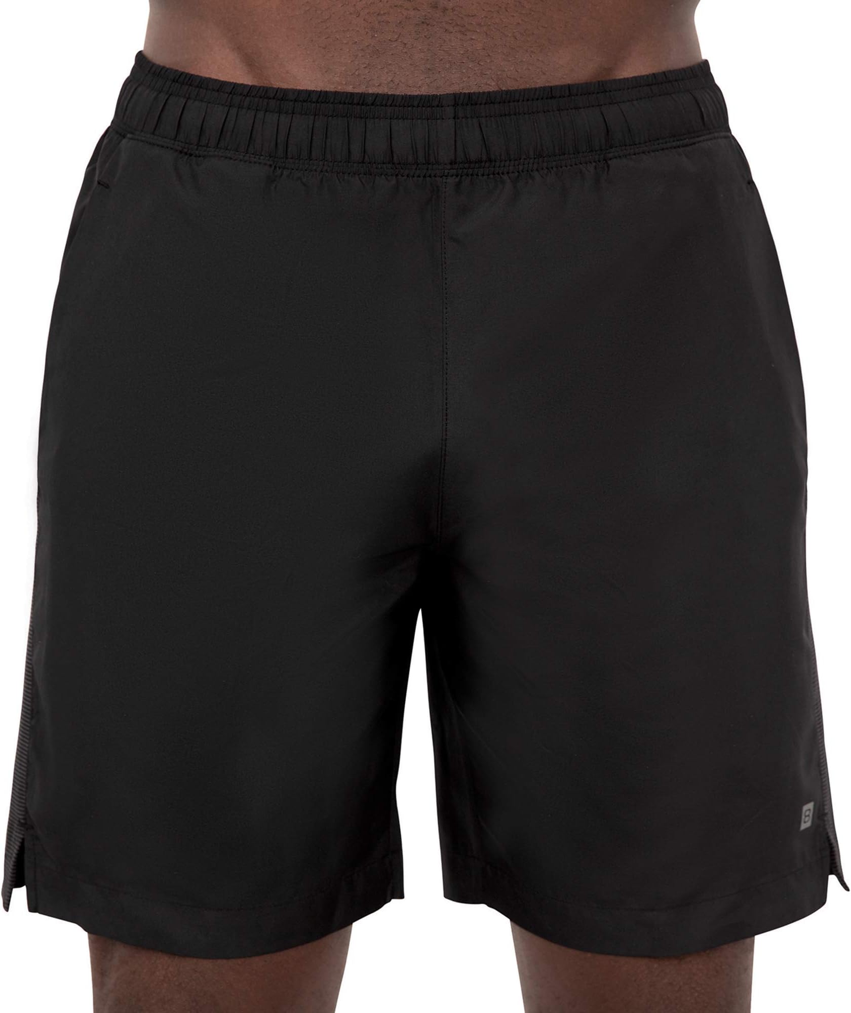Layer 8 Men’s Shorts Two Pack All Purpose 7 and 9 Inch Woven Stretch Athletic Training Shorts with Pockets and Zip Pocket (Large Black 7 Inch Inseam)
