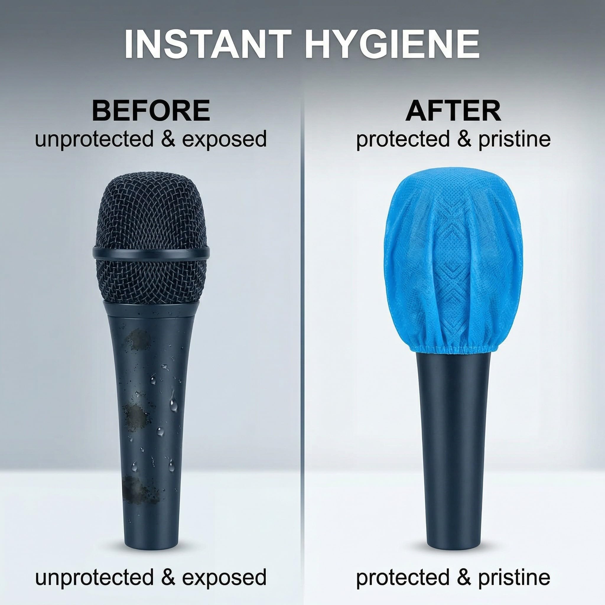 60 Pièces Couvertures de Micro Hygiéniques Jetables Non Tissées Antibactériennes, Bonnette Micro, pour Salle d'Enregistrement KTV News Gathering