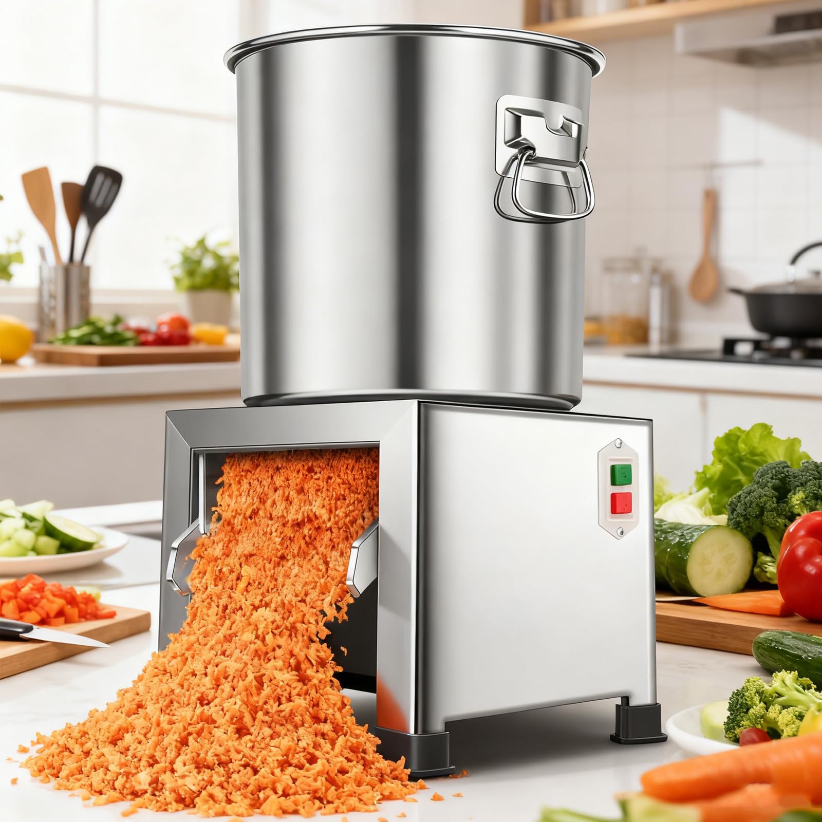 GTHTUHFD Commercial Vegetable Chopper And Food Processor, 1800W Electric Dicer With 3500 Rpm For High-Volume Processing
