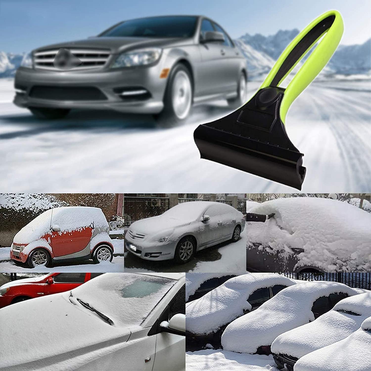 XMING Auto Snow Frost Ice Raschietto Multifunzione Automotive Snow Frost Shovel 2 in 1 Raschietto for Vento Auto Addominali Raschietto di Ghiaccio Auto in plastica Risparmia Spazio