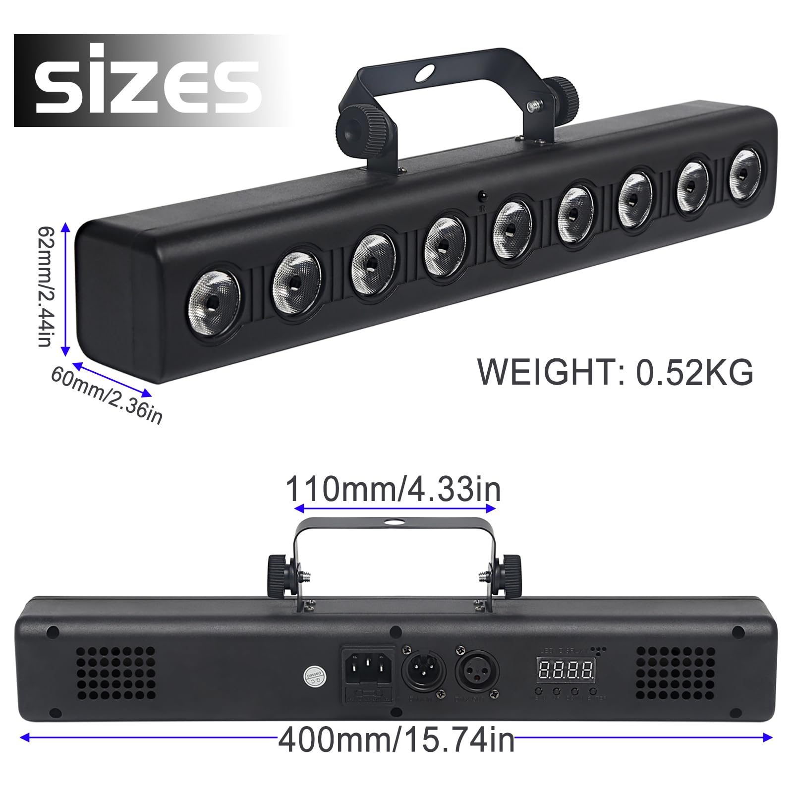 WECAN Wall Washer, striscia luminosa LED DJ 9 x 4 W RGBW DMX con telecomando, illuminazione per feste musicale, confezione da 2