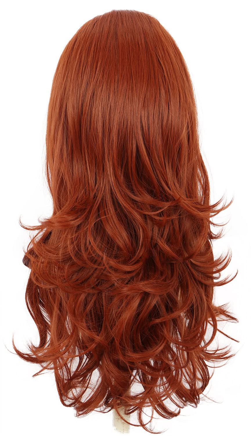 Yuehong Women Long Curly Ginger Big Bouffant Beehive Wig 60s 70s Costume Hair Heat Resistant Synthetic Fibers Soft Durable Breathable Wig - Image 4