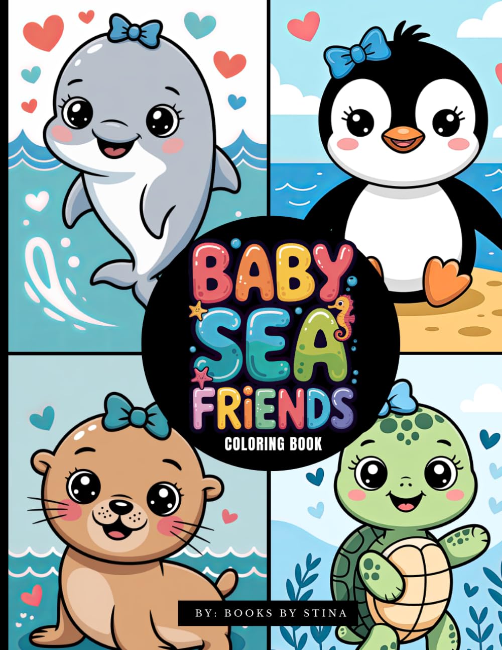 Baby Sea Friends Coloring Book: Cute Adorable Ocean Animals for Kids