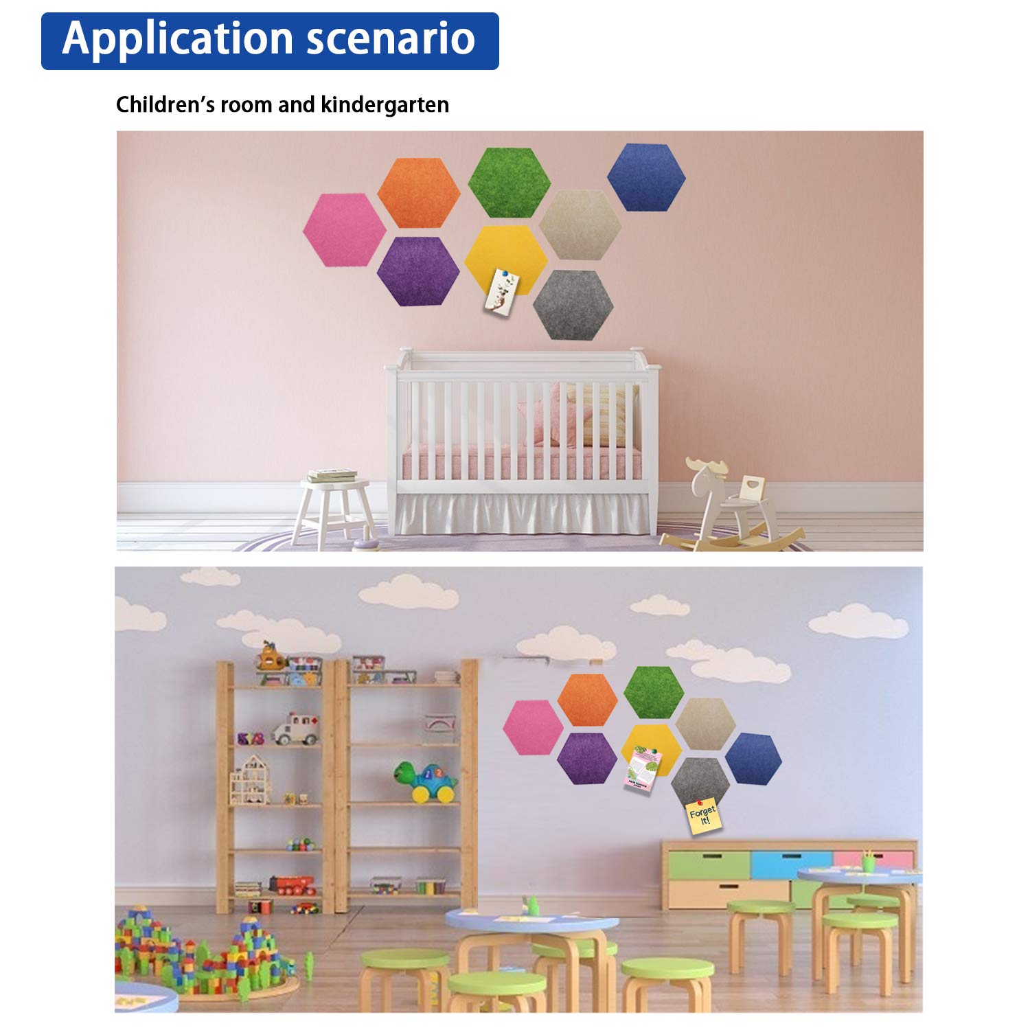 Vienrose 8 Pcs Hexagonal Felt Notice Board Self Adhesive Notice Board...