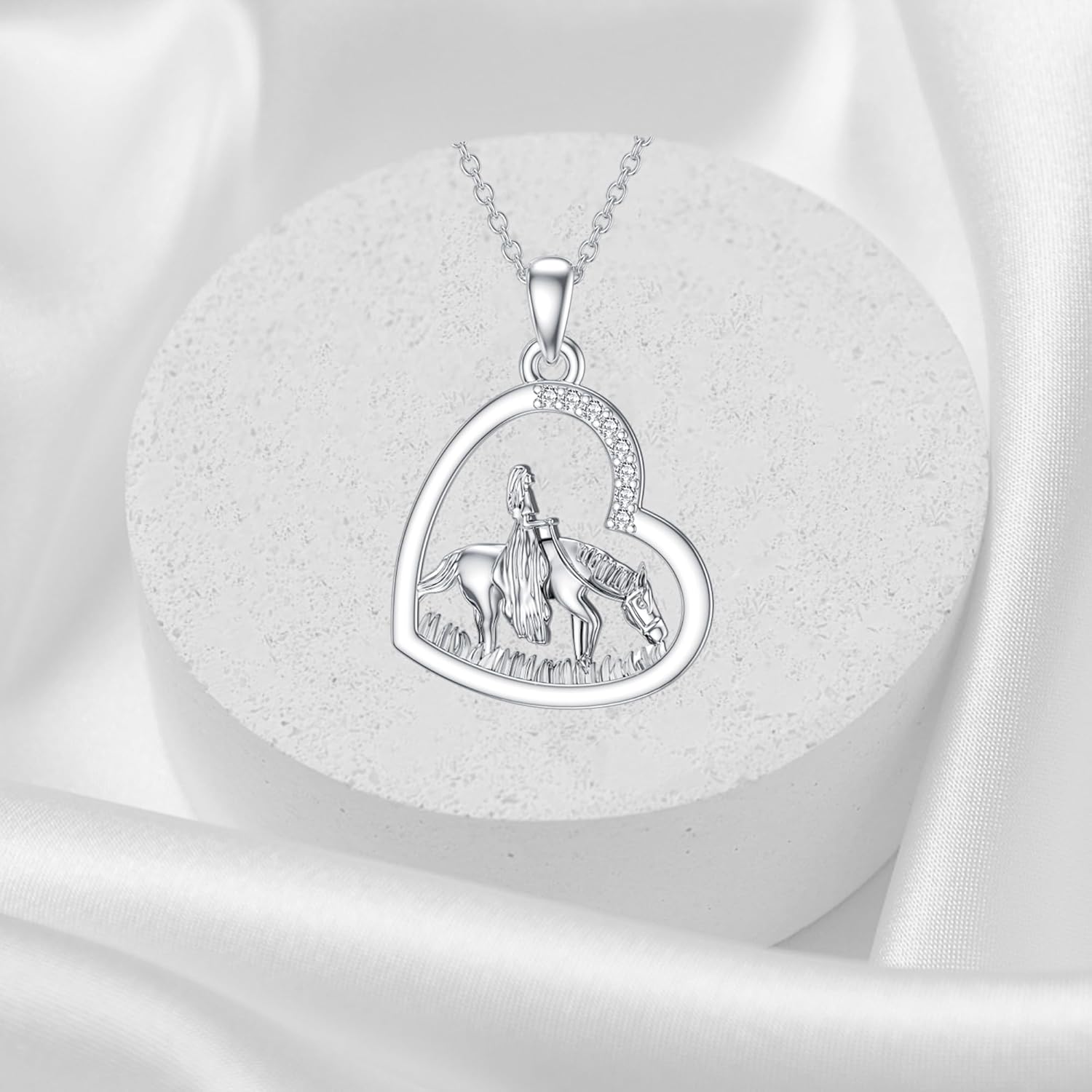 Diamond Horse Necklace for Women 925 Sterling Silver Animal Heart Pendant Necklace Jewelry Gift Horse Lover - Image 2