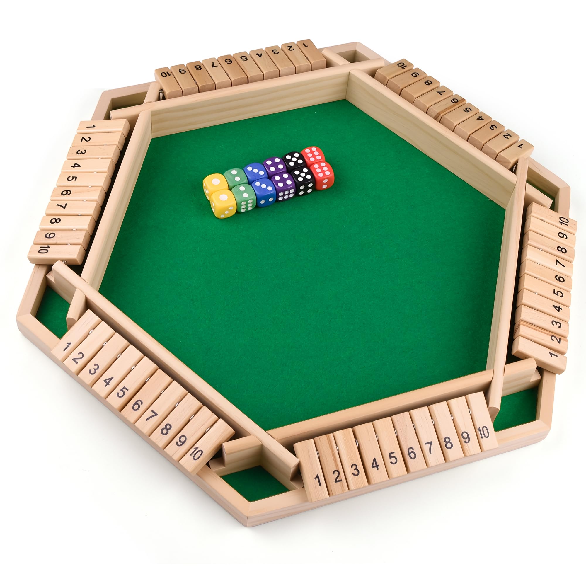 Havnidy Shut The Box Game 6 Player Wooden Table Game,Classic Dice Games,Travel Game,Wooden Math Traditional Pub Board Dice Game, Traditional Family Board Games Holiday — image 1