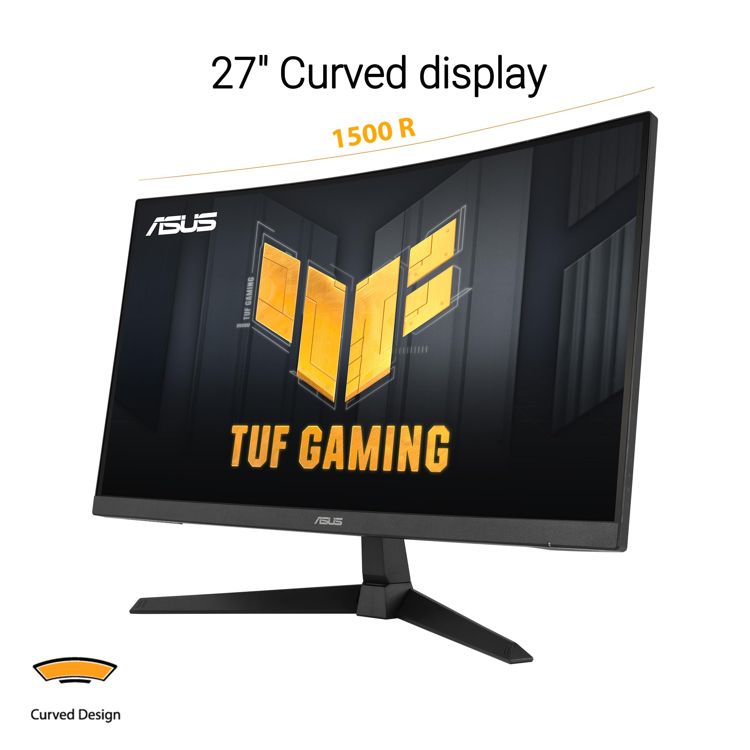 ASUS TUF Gaming VG27WQ3B Monitor Curvo 27", Quad HD VA (2560x1440), 0,5 ms (GTG), 180Hz, Tecnologia Extreme Low Motion Blur, FreeSync, 90% DCI-P3, Nero