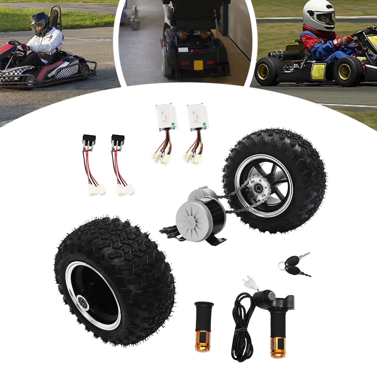 Kit di conversione per carrello elettrico, 250 W, 24 V, 370 giri/min, velocità a vuoto, motore Drive Air Wheel Conversion Kit 330 rpm, velocità nominale set doppia ruota IP33, bicicletta elettrica da