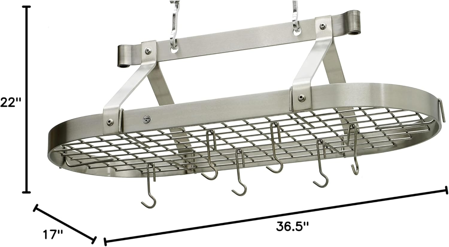 Enclume Premier 3-Foot Oval Ceiling Pot Rack, Stainless Steel