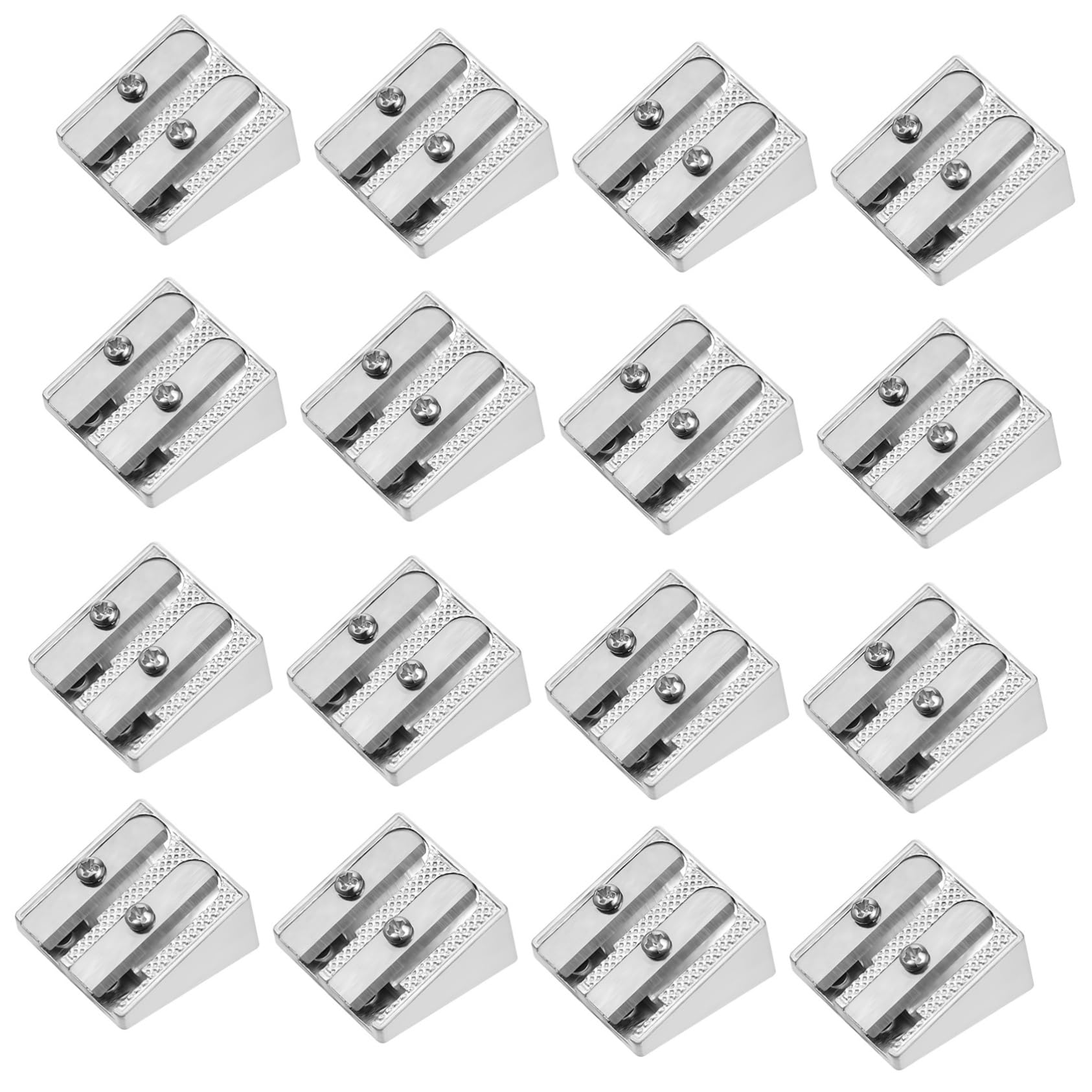 4er-sets Manueller Bleistiftspitzer Für Unterwegs Kompaktes Bleistiftspitzer-werkzeug Aus Aluminiumlegierung Doppellöcher Für Sanftes Und Präzises Spitzen 16 Stück * 4