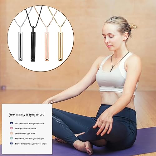 Miniatura 5 de YANCHUN Collar de alivio de la ansiedad, dispositivo de ejercicio de respiración para meditación, collar de respiración para aliviar el estrés,