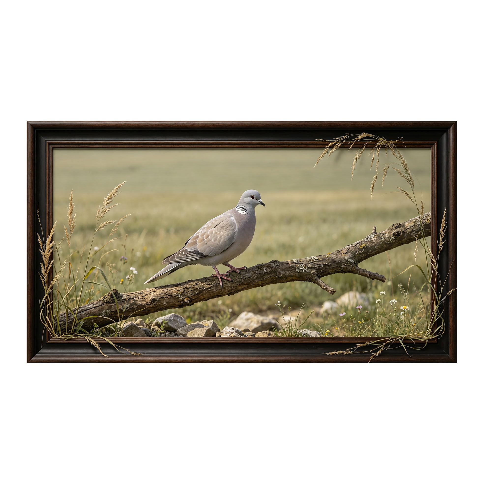 Murasolite 3D 3D Framed Wall Art 50cm×90cm Dove on Branch Pastoral Landscape Realistic Style SelfAdhesive Fabric Mural Wall Decor, Peel and Stick No Damage to Wall for Bedroom Living Room
