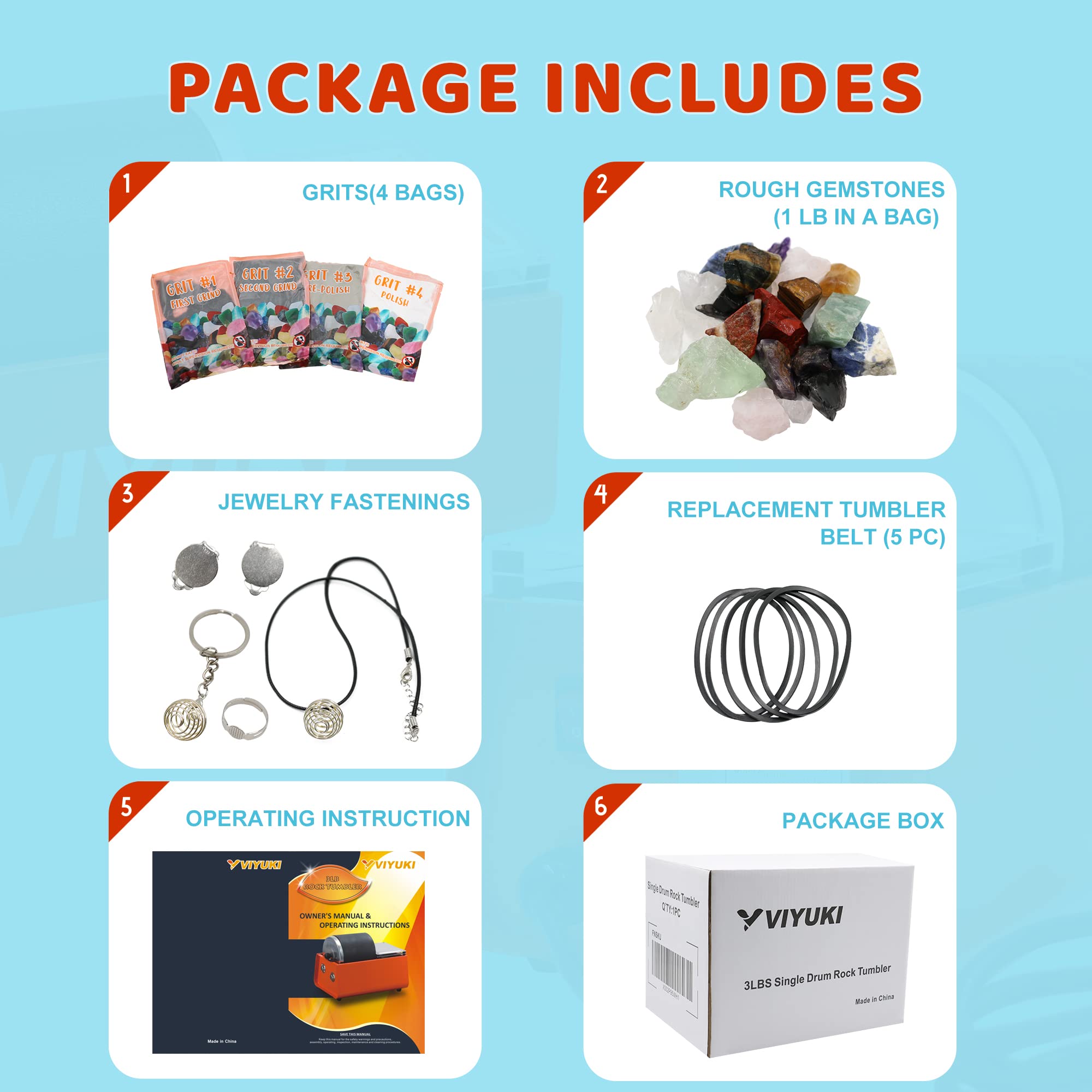 VIYUKI Christmas Professional Electric Kids Rock Stone Tumbler Kit 3LB