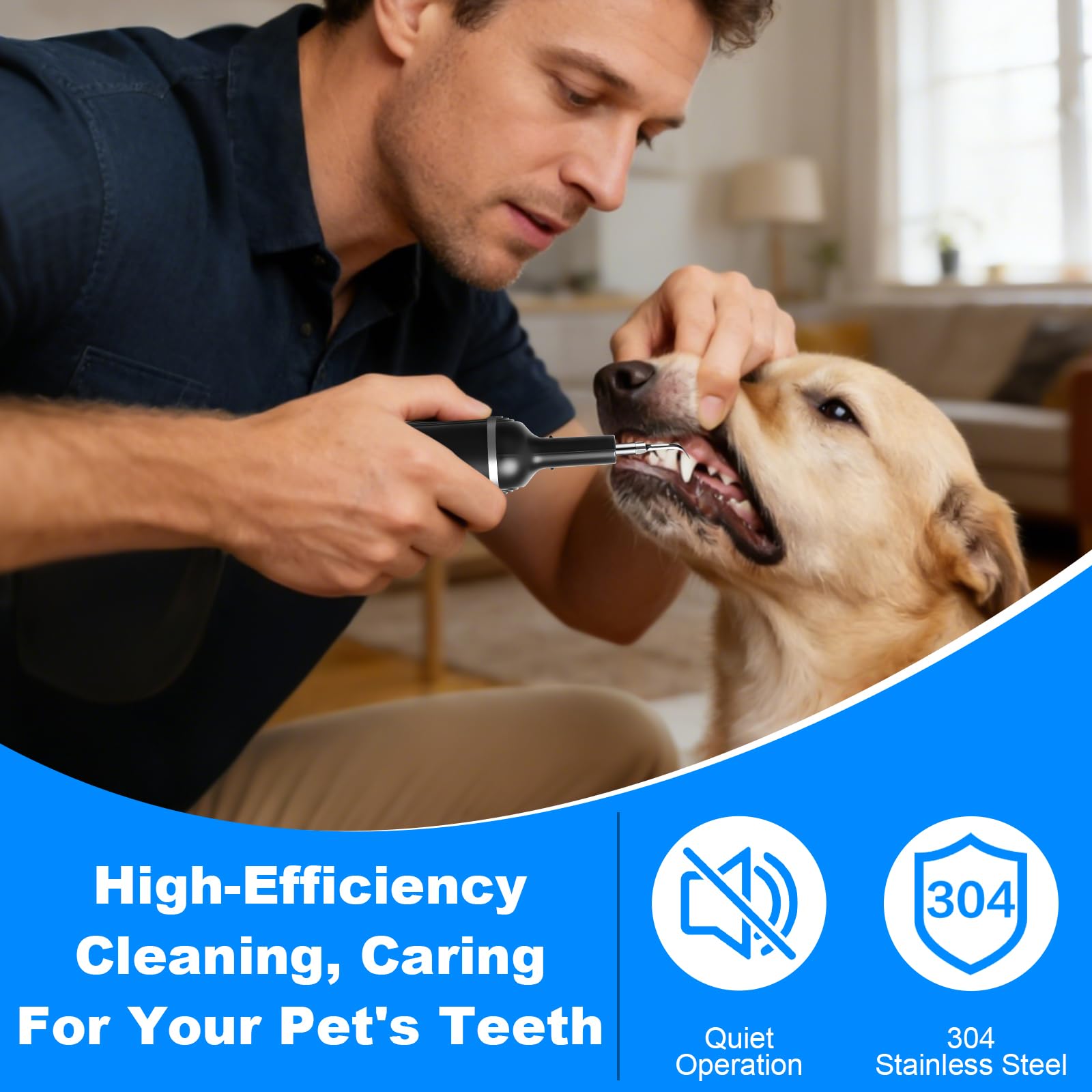 Limpiador Dental Ultrasónico para Perro y Gato, 5 Modos de Limpieza y 4 cabezales de limpieza, Kit de Limpieza de Dientes de Perro, Cepillo de Dientes para Cuidado Dental para Dientes y Gatos