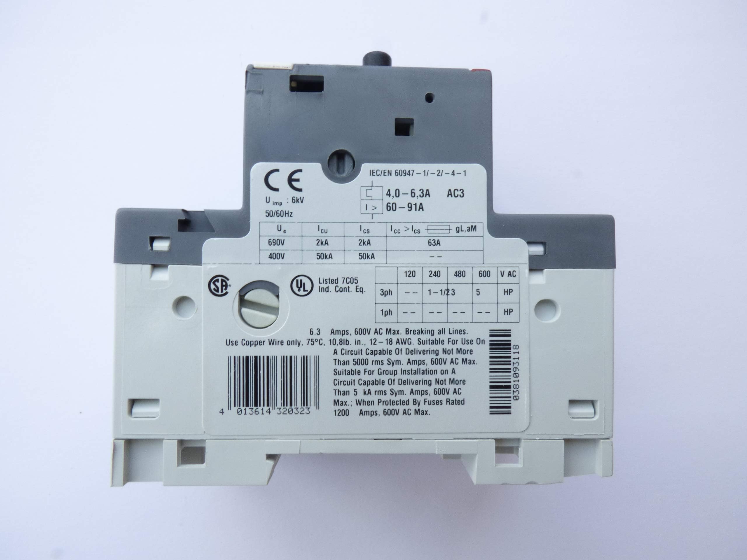 Abb-entrelec ms116-6,3 - Guardamotor ms116-6,3 4,0-6,3a
