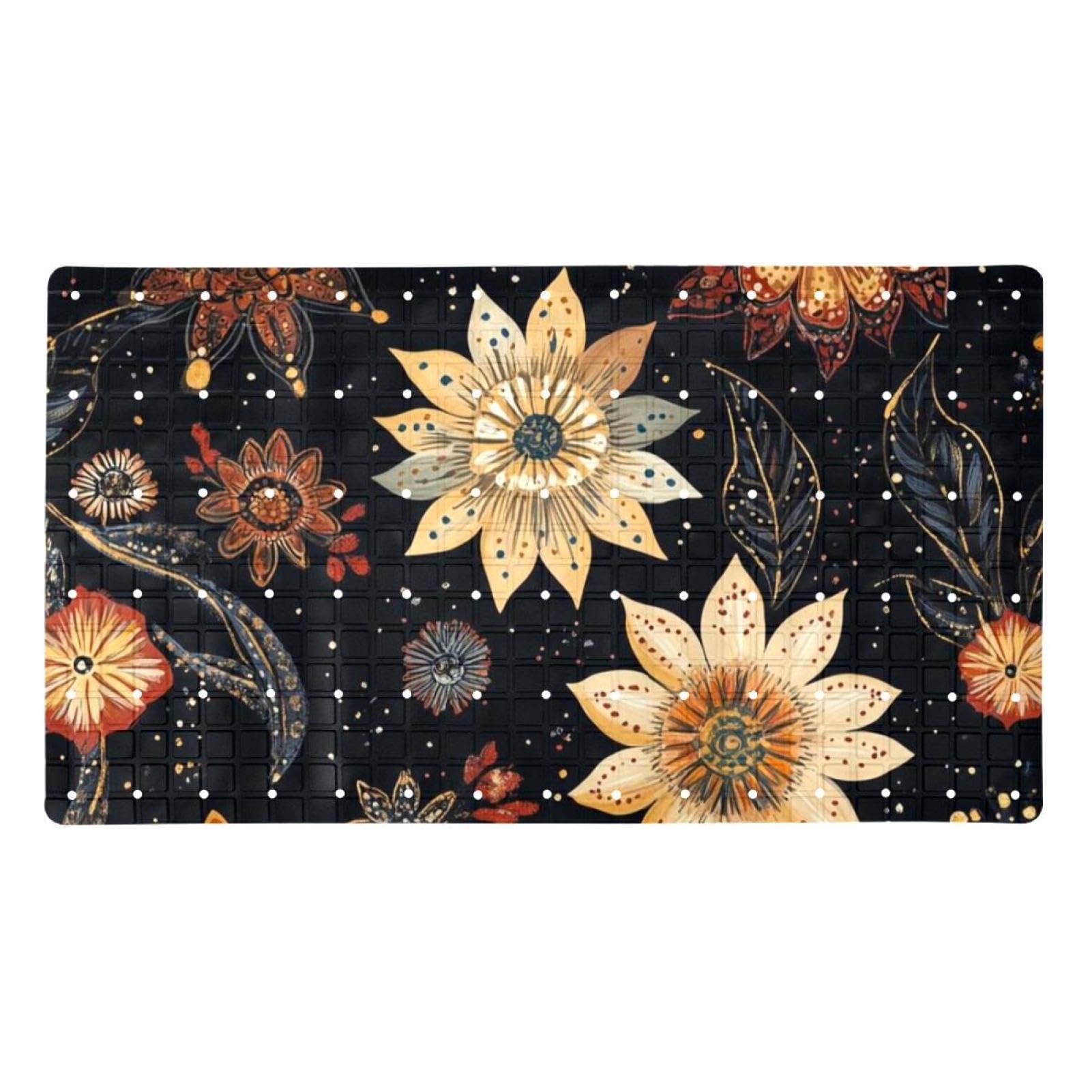 Boho Art Tapis de bain rectangulaire antidérapant avec ventouses, lavable en machine Motif galaxie 40 x 70,9 cm