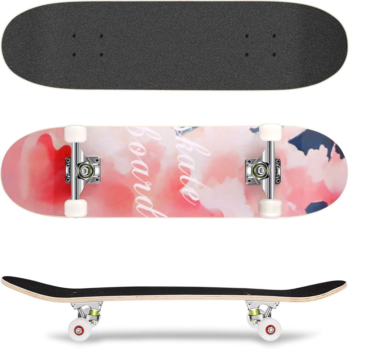 Skateboard für Anfänger & Profis - 7-lagiges Ahornholz, 85A PU-Räder, ABEC-7 Kugellager, bis 100kg belastbar - Langlebig & Robust, Ideal für Tricks und Alltagsfahrten
