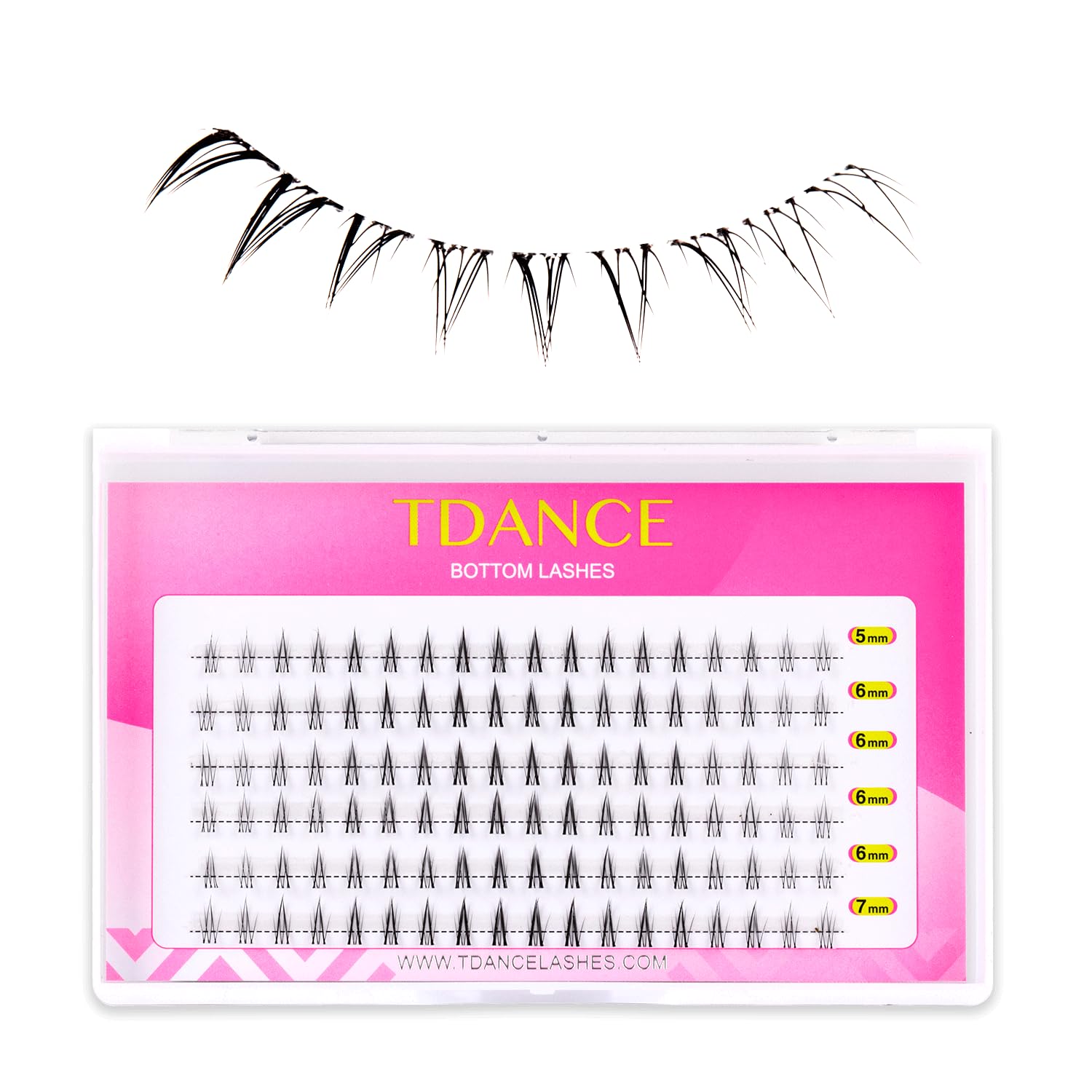 TDANCE Bottom Lashes Bottom Lash Extension Clear Band Bottom Eyelashes 5-7mm Mixed Bottom Lash Extensions(Bottom Cluster,5-7 mm)
