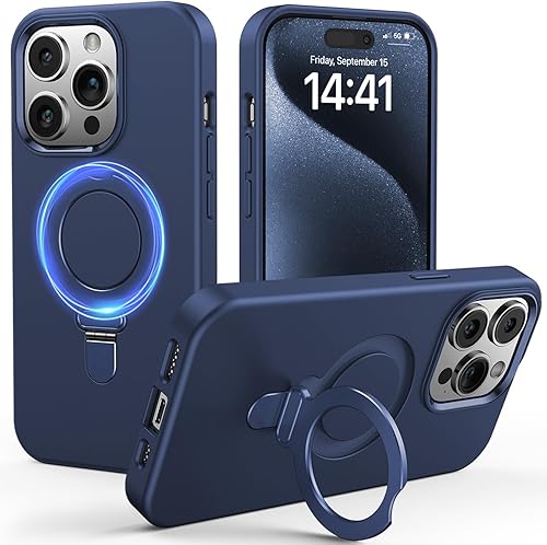 Funda para iPhone15 Pro Max, compatible con MagSafe Fusion+ silicona a prueba de golpes, sedosa y delgada, protección contra caídas con soporte