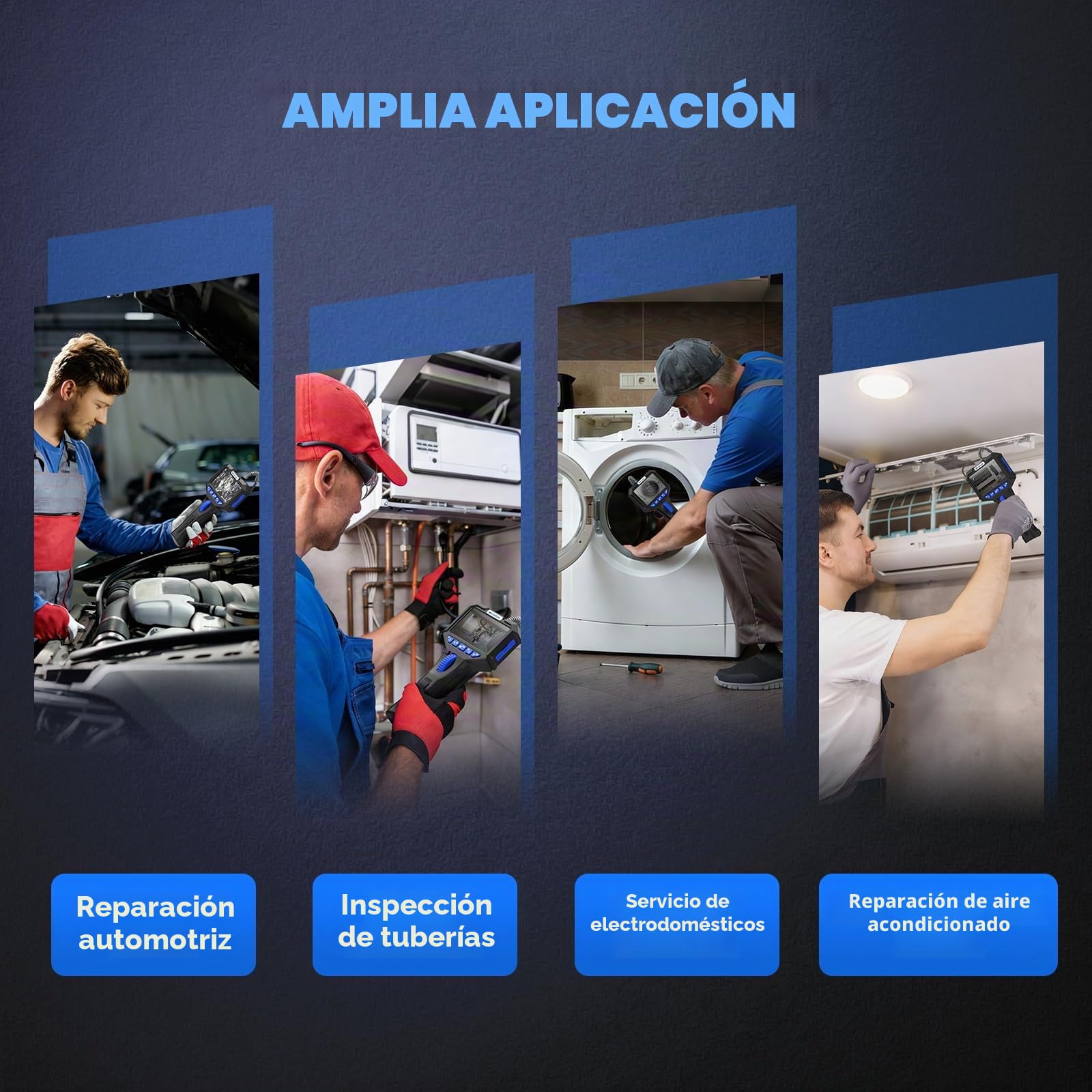 MRCARTOOL Endoscopio Industrial con Luz, 360° Giratorio Bloqueable Endoscopio Cámara de Inspección con 3.5" HD Pantalla, 6.2mm 1080P Cámara de Tubería, 32GB SD Card, 6 LED, IP67,1M Cable Semirrígido