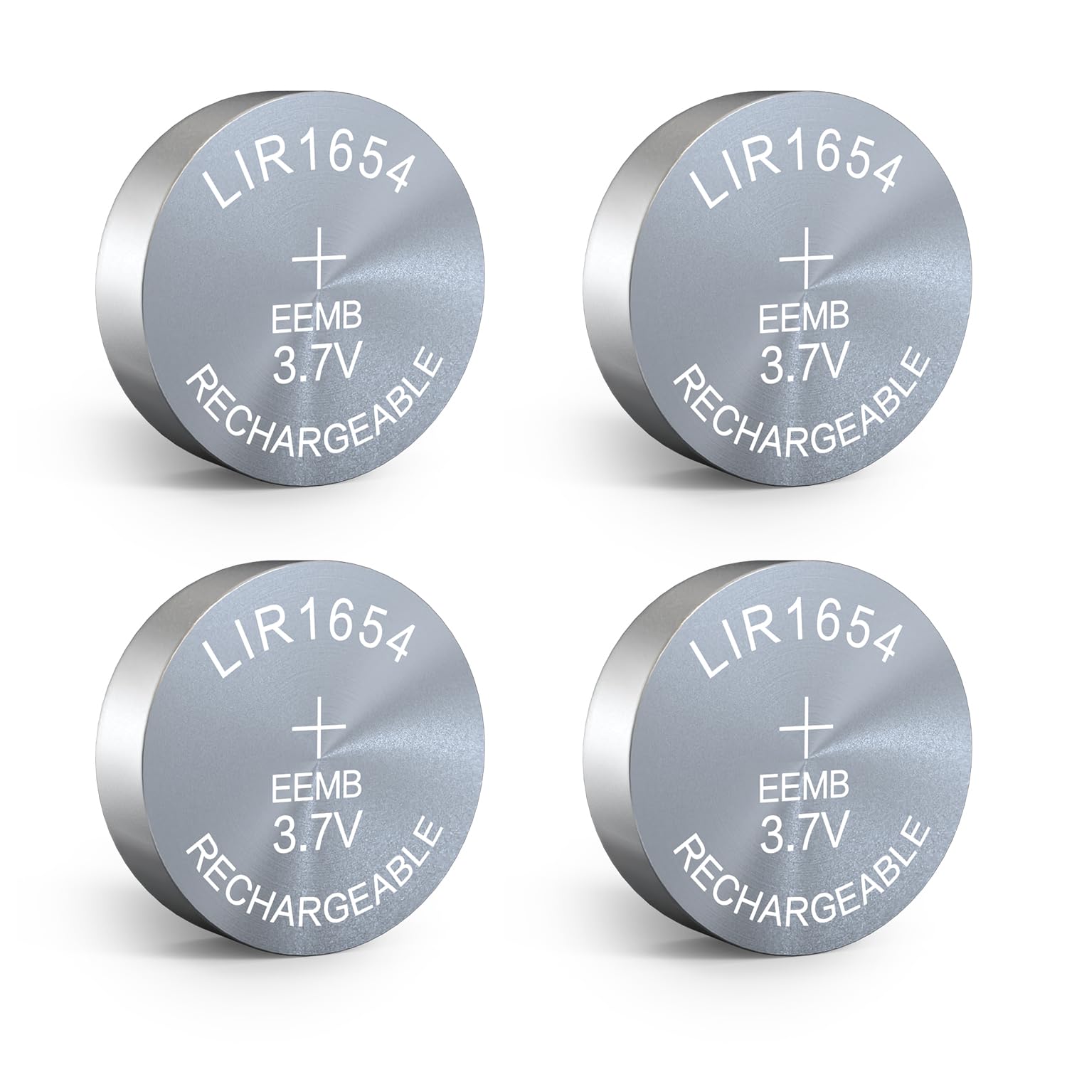 EEMB 4PACK LIR1654 Rechargeable Battery 3.7V Lithium-ion Button Batteries Coin Cell Battery LIR1655 for Earphone Wearable device Watch