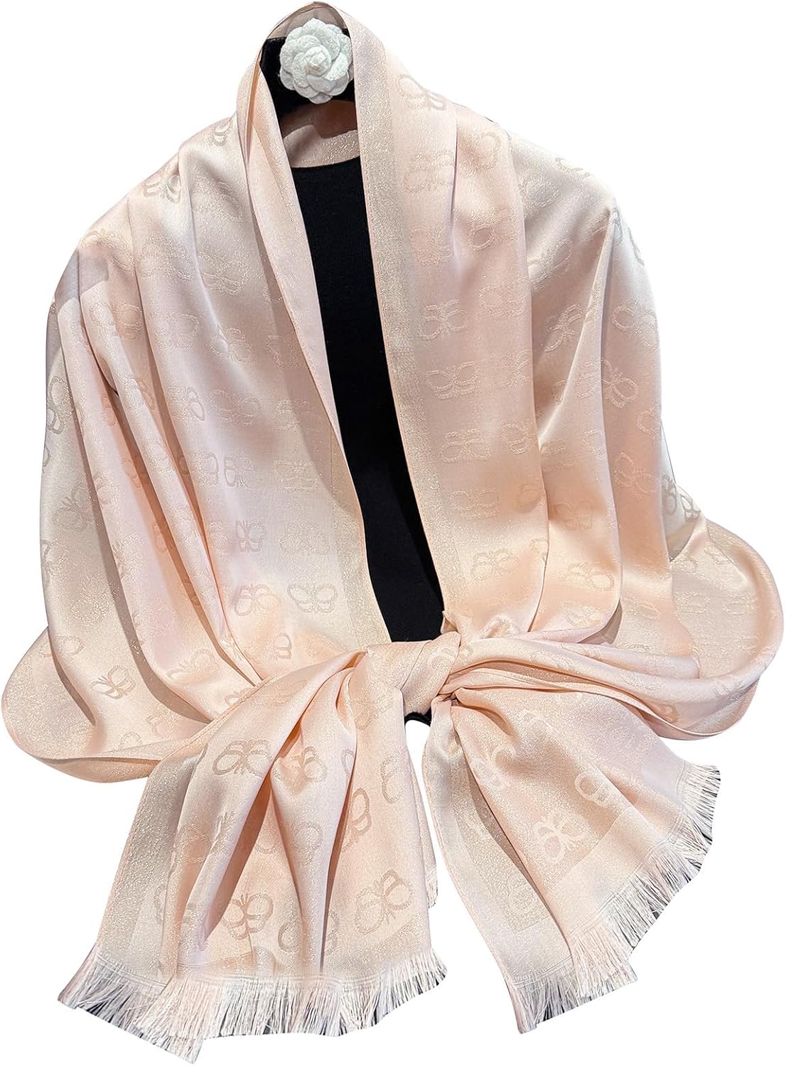 WaJuemy Women's Pashmina Shawl Wraps for Evening Dresses Floral Soft Scarf Blanket Large Wedding Bridal Winter Warm Wrap